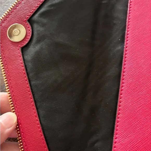 Rebecca  Minkoff Red Saffiano  Leather  Envelope Clutch - Picture 5 of 8